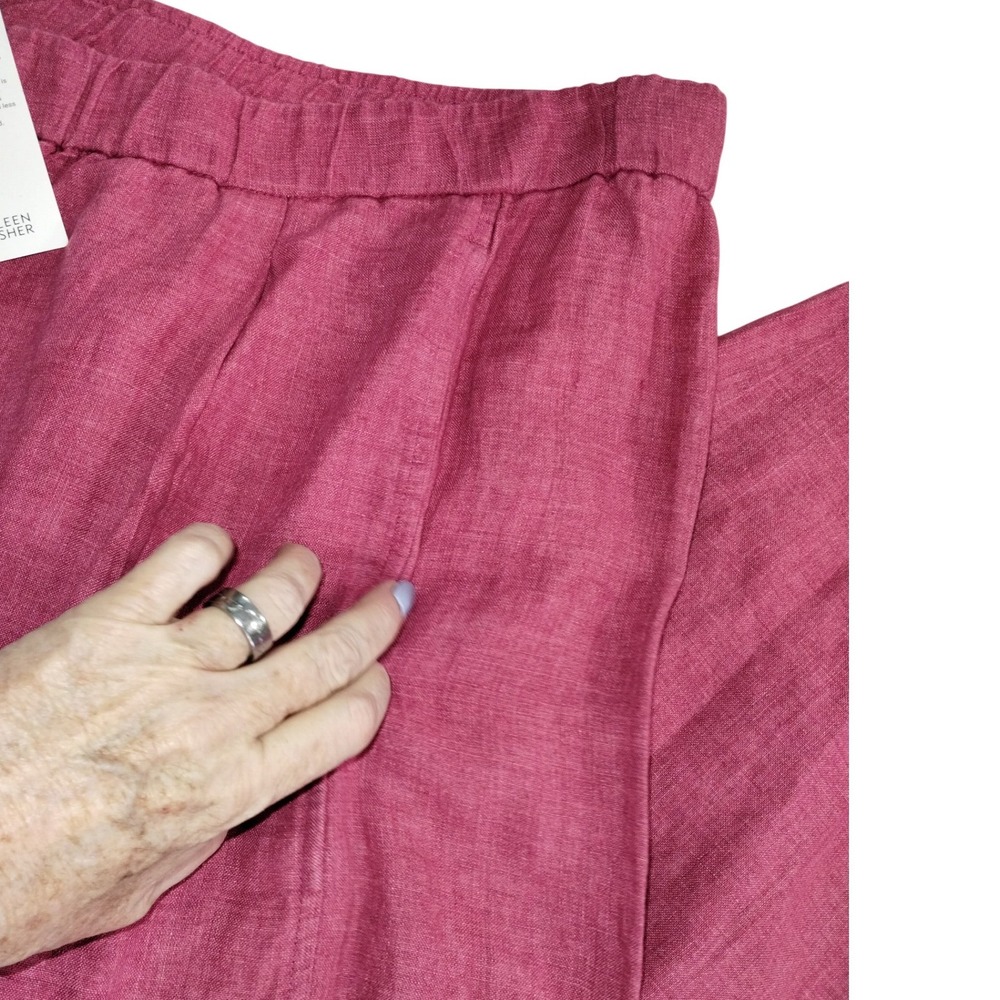 Eileen Fisher Womens Plus Size 3X‎ Pink Linen Pull-On Pants NWT $188 - Picture 7 of 13